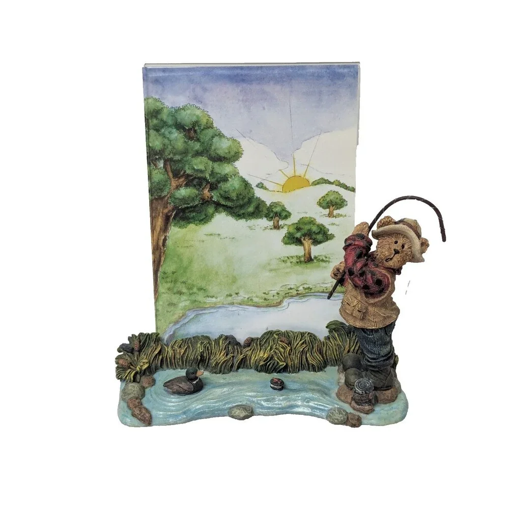 Boyds Bear Willie Caughtit Hook Line & Sinker Picture Frame Figurine 27374 Gift